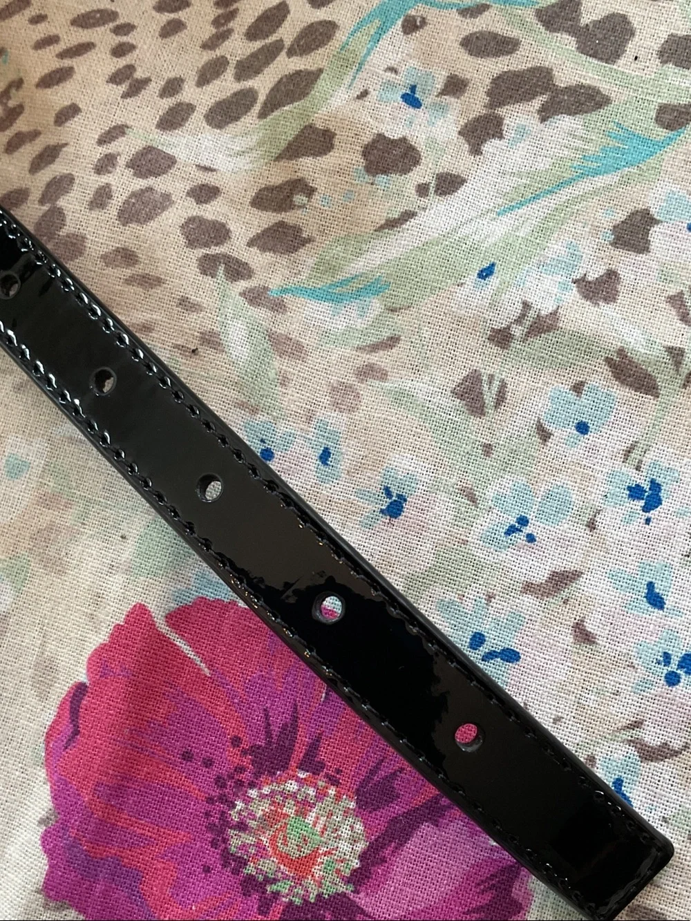 Talbots Black Patent Bow Buckle Belt